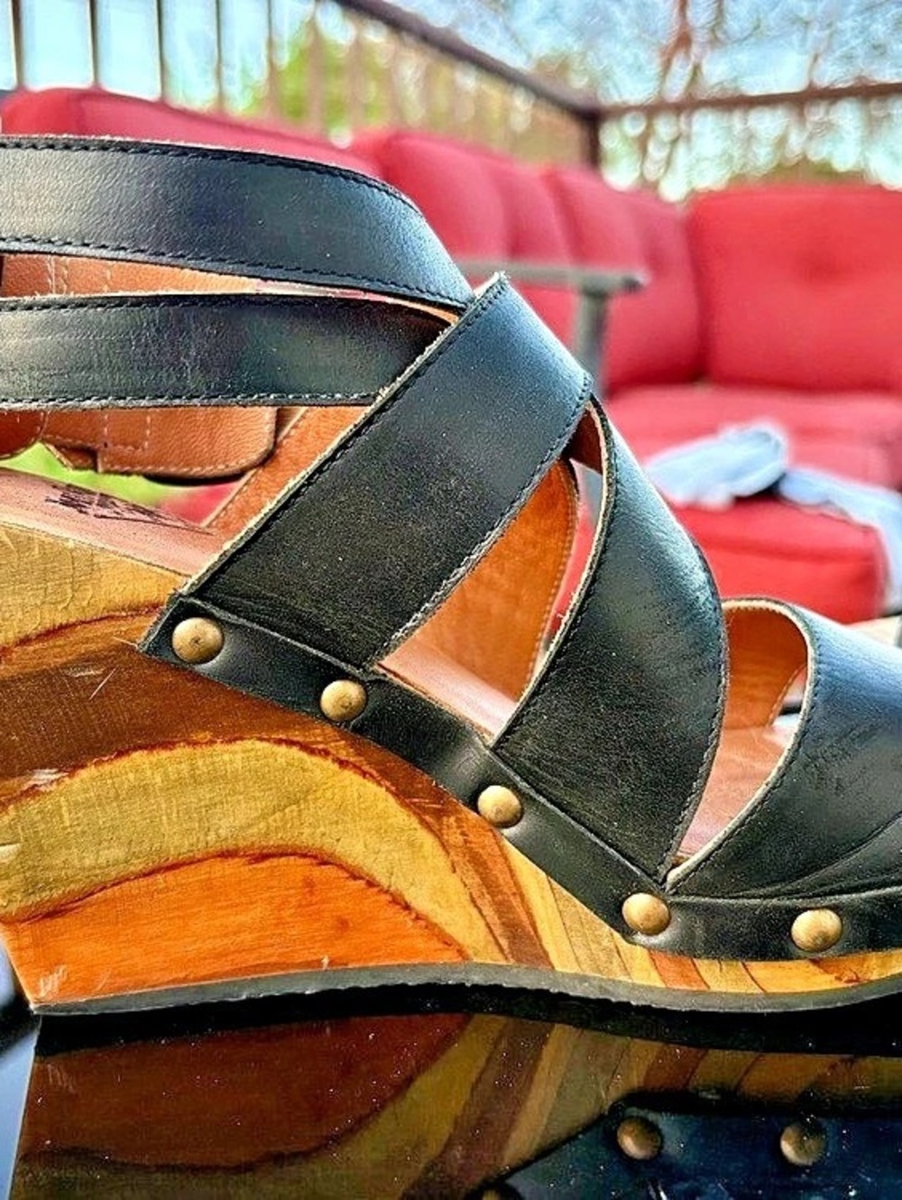 John Fluevog Faiths Low Reumah LeatherWedge Sandals. Vintage!